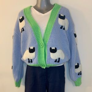 Debut Sheep 🐑 pattern cardigan sweater